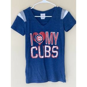 Chicago Cubs 5th & Ocean Victoria’s Secret ‘I ❤️ My Cubs’ V-Neck T-Shirt Size Sm